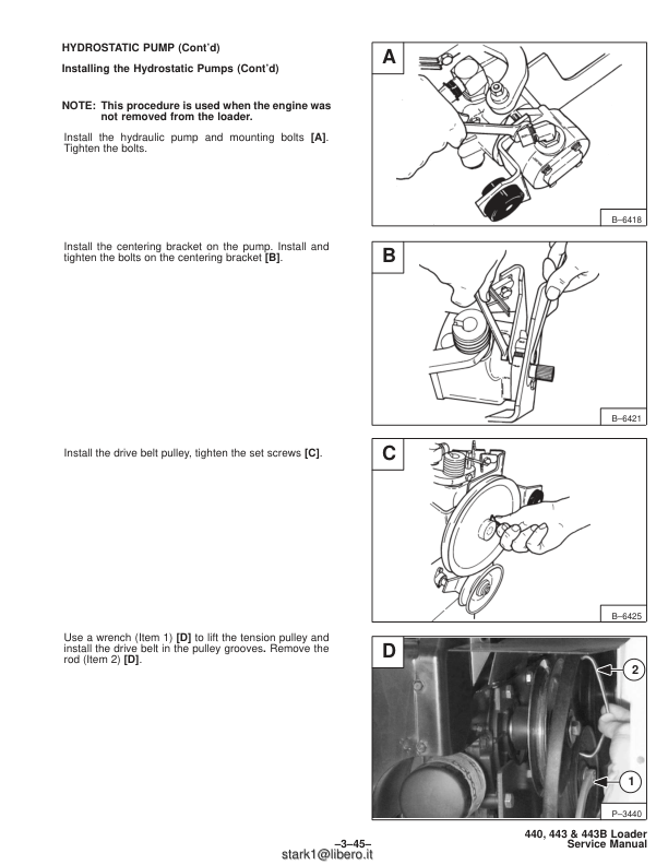 Manuale di servizio pale gommate Bobcat 440 443
