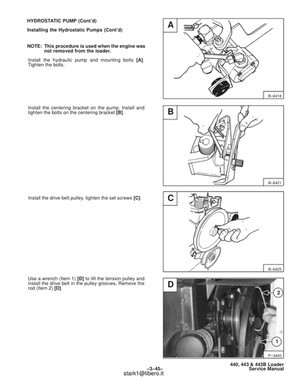 Manuale di servizio pale gommate Bobcat 440 443