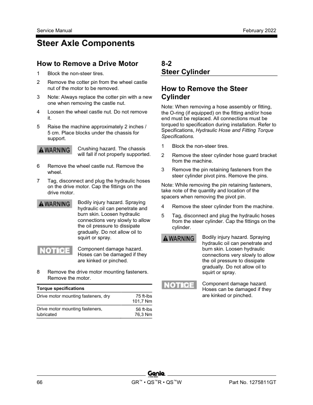 Genie GR12 GR15 GR20 Lift Service Manual PDF