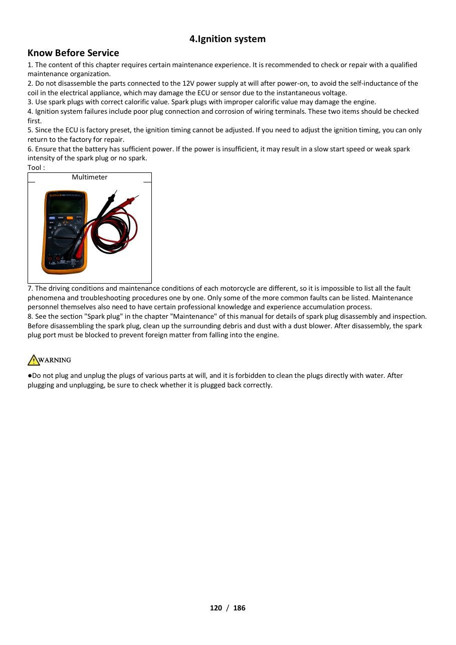 Zontes ignition system service page
