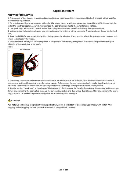 Zontes ignition system service page