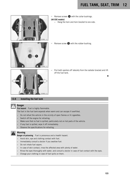 KTM 250 EXC TPI 2019 service manual - page 125