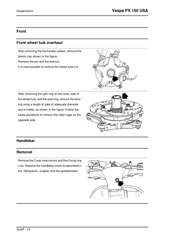 Manual de servicio scooter Vespa PX 150 USA | 2007–2010
