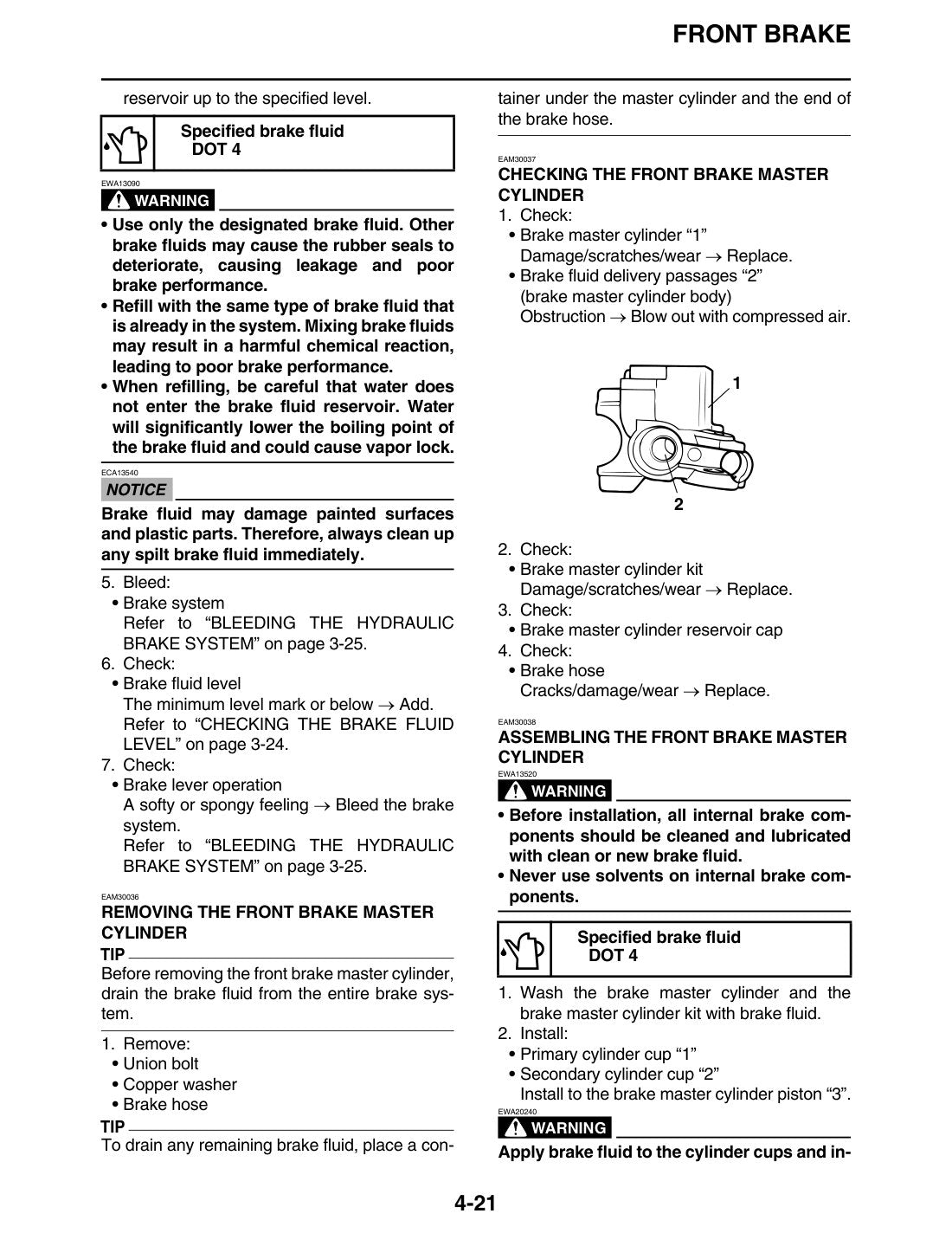 Yamaha YZ450F 2021 service manual - page 135