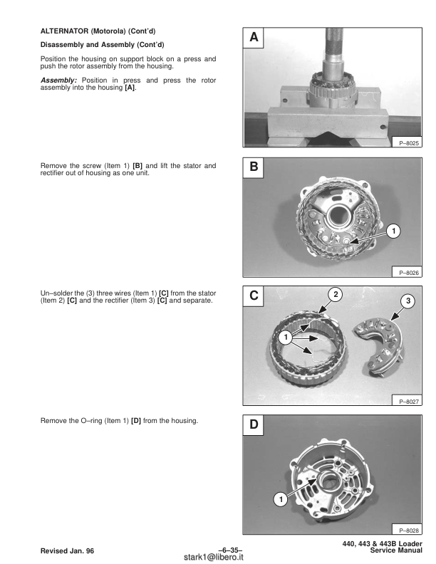 Manuale di servizio pale gommate Bobcat 440 443