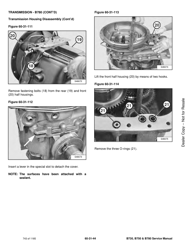 Manual de servicio de retroexcavadora Bobcat B730 B750 B780