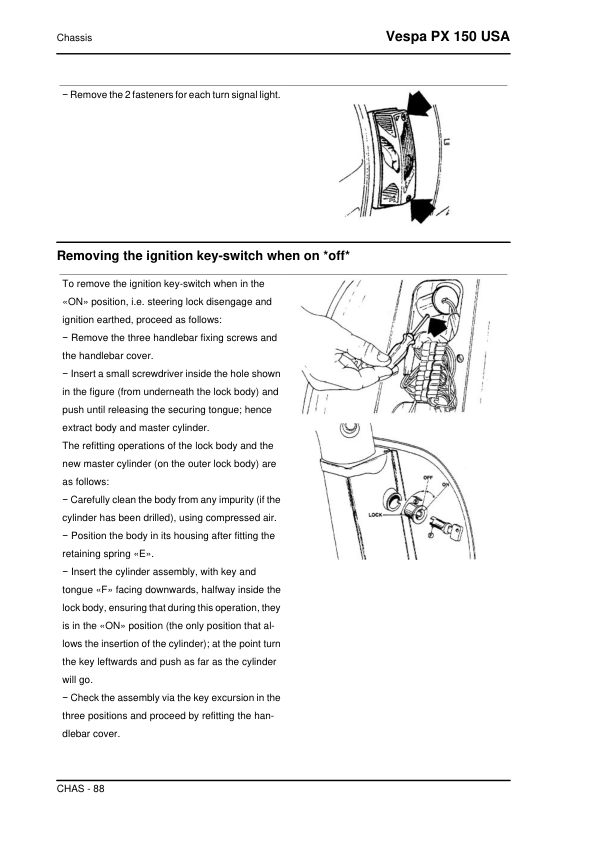 Manual de servicio scooter Vespa PX 150 USA | 2007–2010