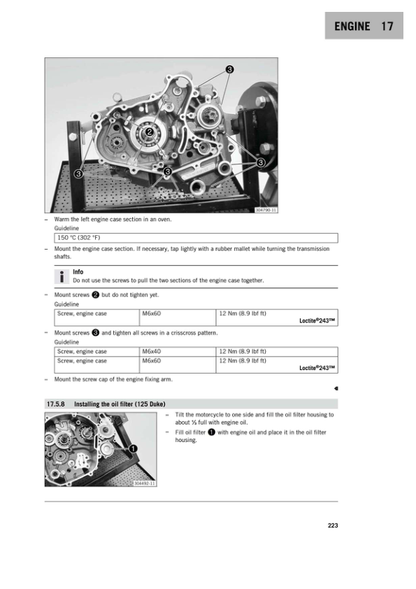 Manual de servicio de la motocicleta KTM 125 200 Duke | 2016-2020