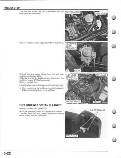 Honda Rubicon 500 2005-2012 service manual - page 140