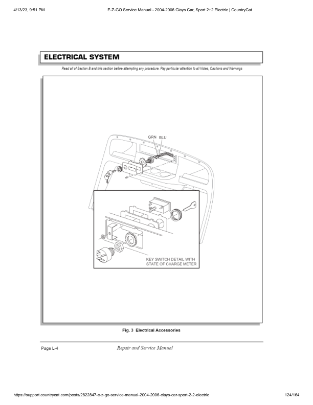 Manual de servicio de carrito de golf eléctrico EZGO Sport 2+2 | 2004-2006