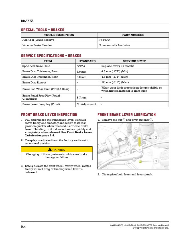 Indian FTR1200 Motorrad Werkstatthandbuch | 2019-2024
