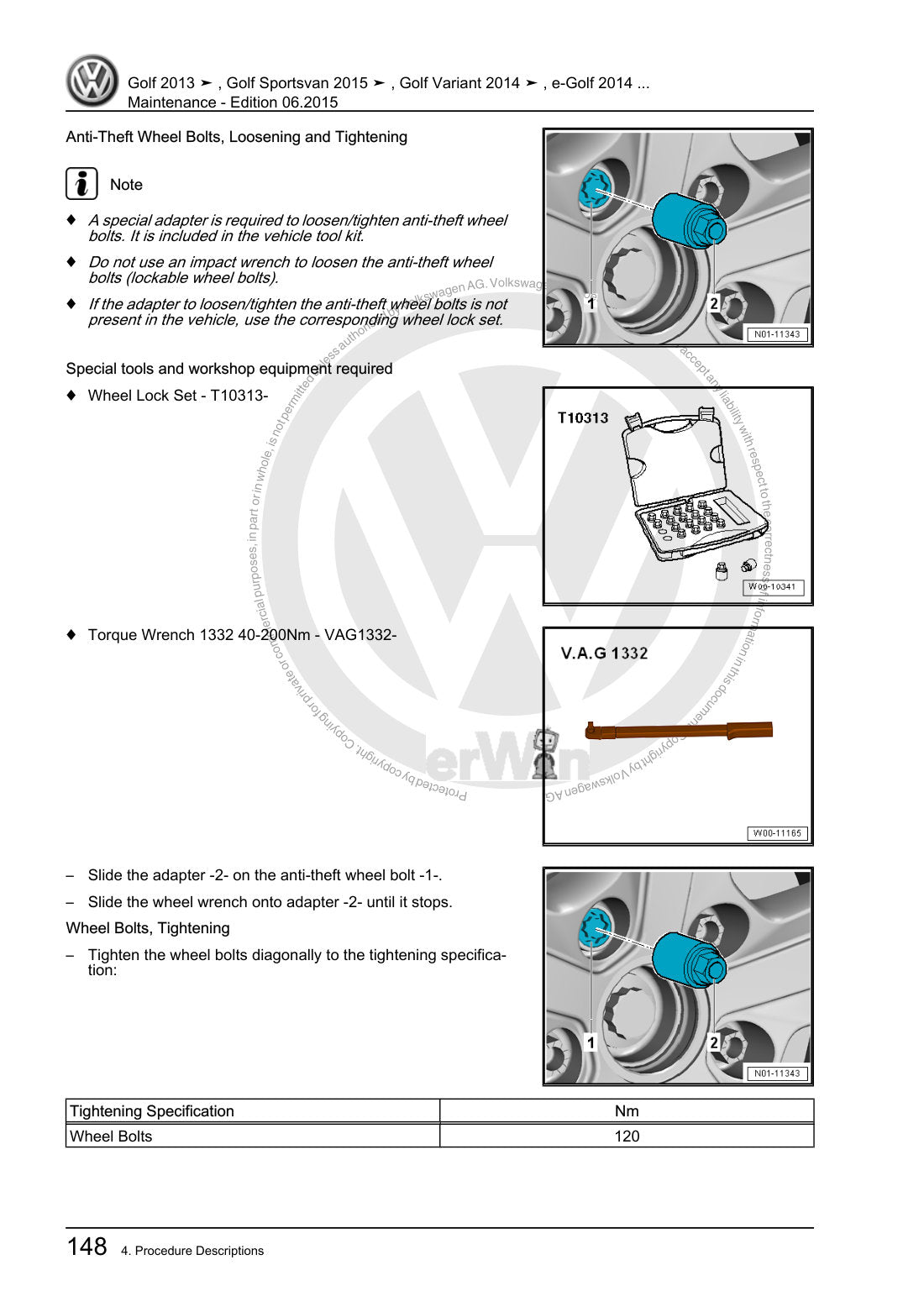Volkswagen Golf 2013-2015 service manual - page 154