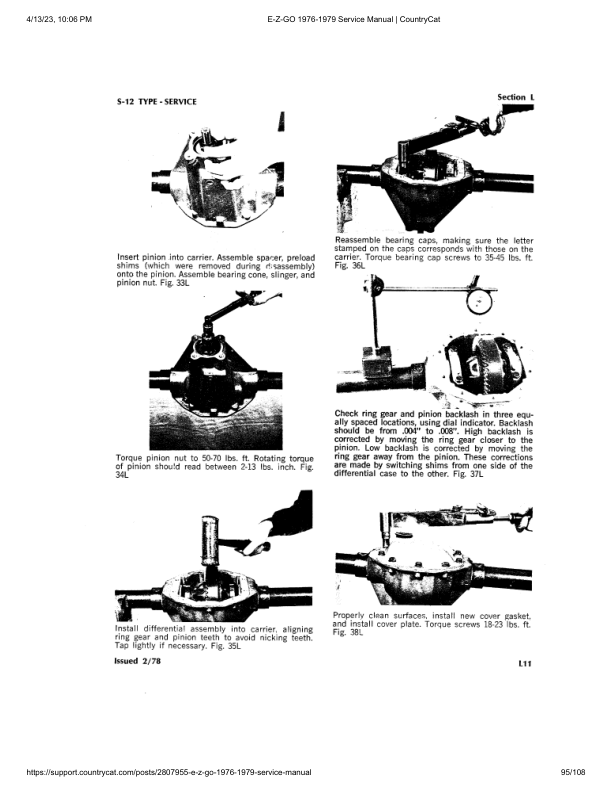 EZGO GX-444 Gas Golf Car Service Manual PDF | 1976-1979