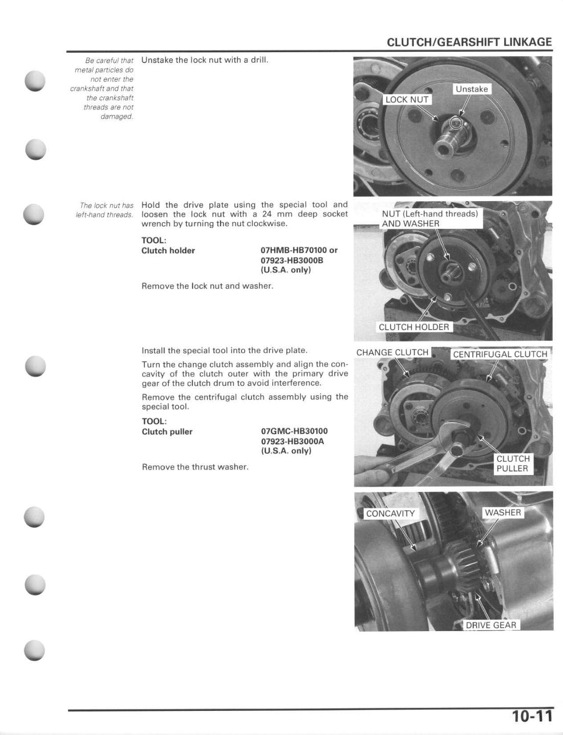 Honda Sportrax TRX250EX TRX250X ATV Service Manual 2006-2011 - page 167