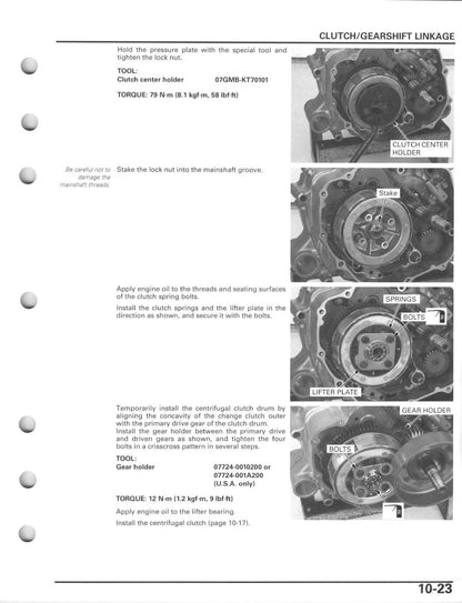 Honda Sportrax TRX250EX TRX250X ATV Service Manual 2006-2011 - page 181