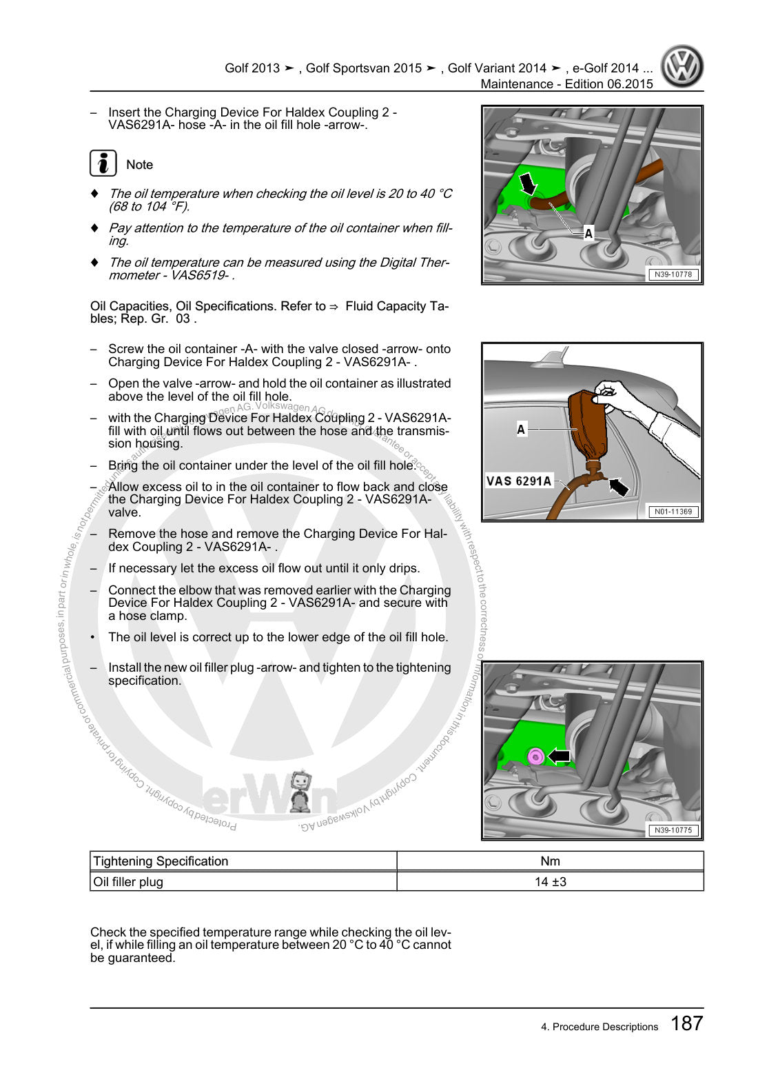 Volkswagen Golf 2013-2015 service manual - page 193