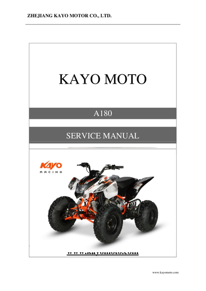 Kayo A180 ATV-Werkstatthandbuch PDF | 2021-2026