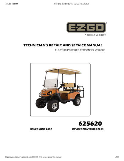 EZGO Express L4 S4 Golf Car Service Manual PDF | 2012-2015