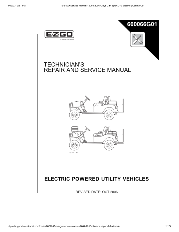 Manual de servicio de carrito de golf eléctrico EZGO Sport 2+2 | 2004-2006