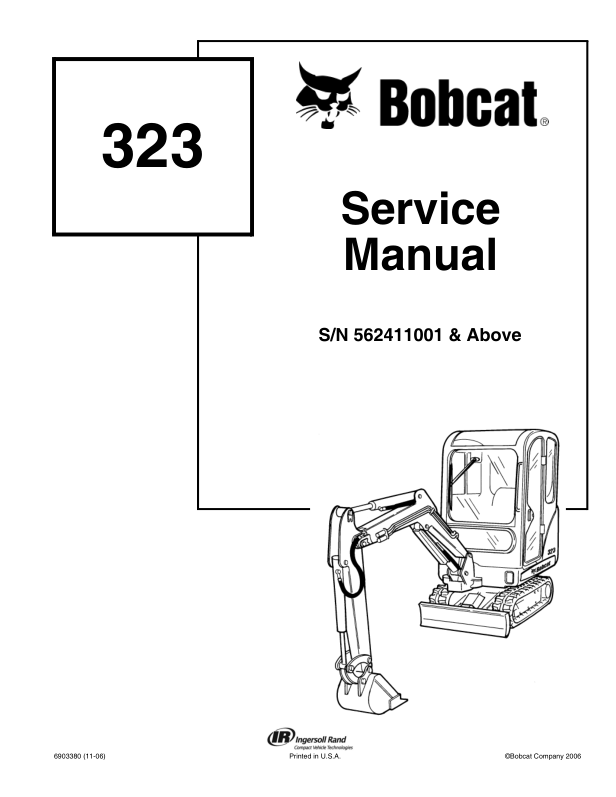 Bobcat 323 Mini Excavator Service Manual PDF