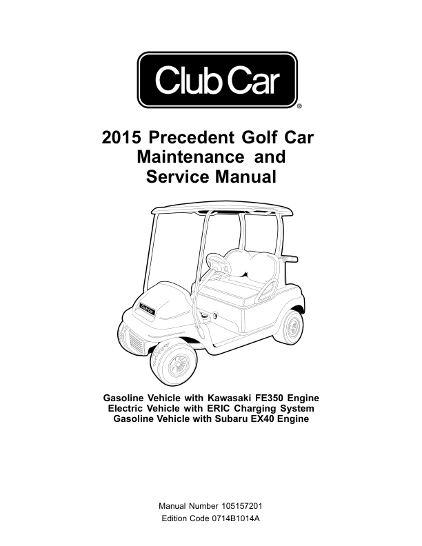 Manual de servicio del carrito de golf Club Car Precedent | 2015-2018