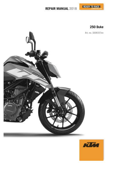 KTM 250 Duke Motorcycle Service Manual PDF | 2018-2023