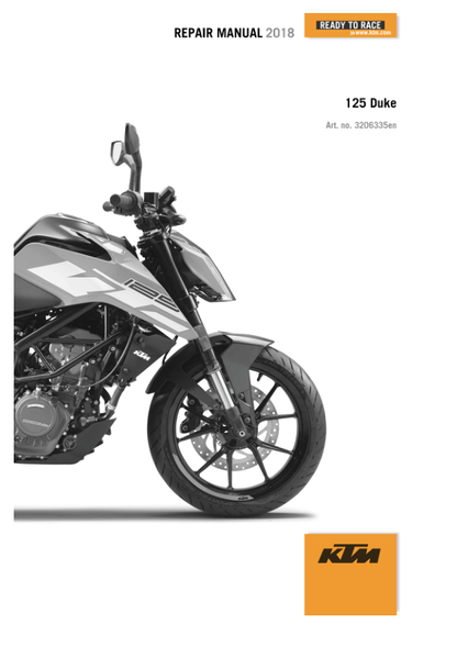 Manual de servicio de la motocicleta KTM 125 Duke | 2018-2023