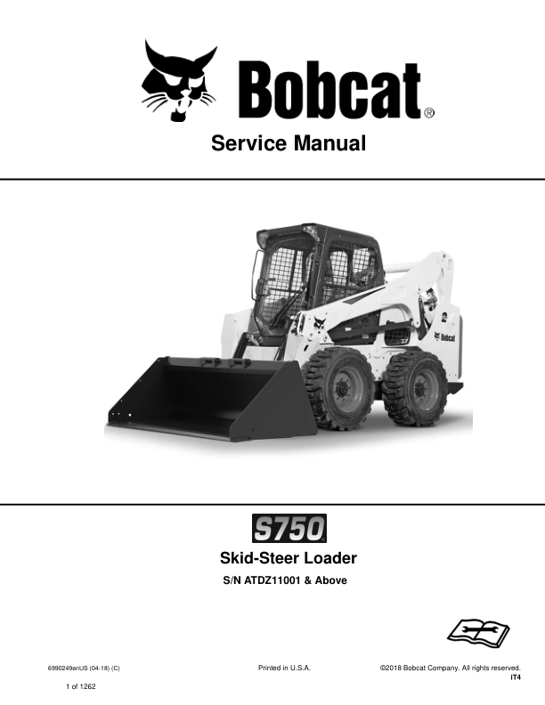 Bobcat S750 Skid Steer Loader Service Manual PDF
