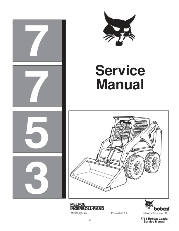 Bobcat 7753 Skid Steer Loader Service Manual PDF