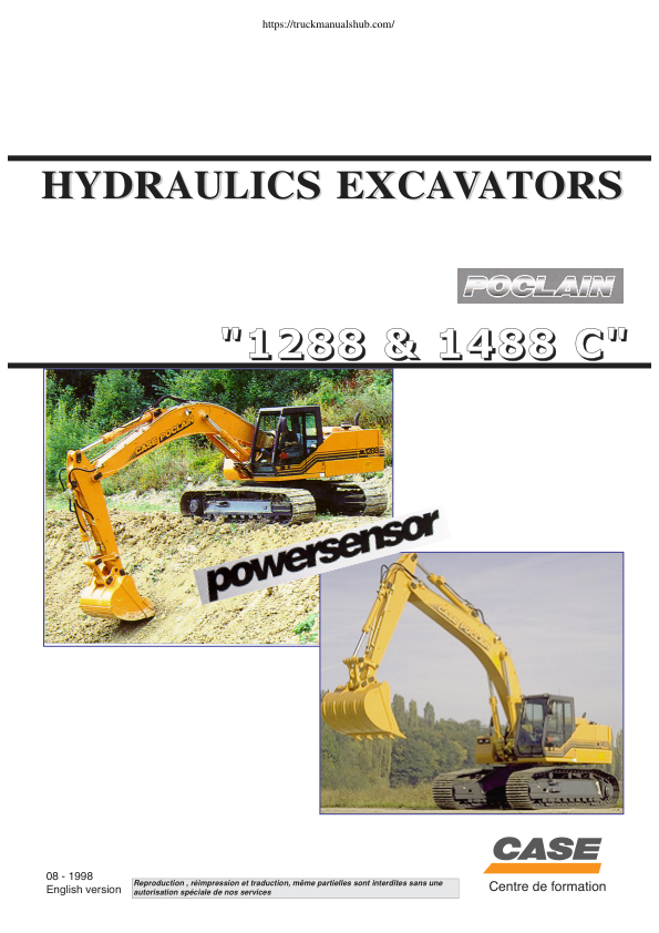 Manuel d’entretien de la pelle hydraulique Case 1288 1488C au format PDF