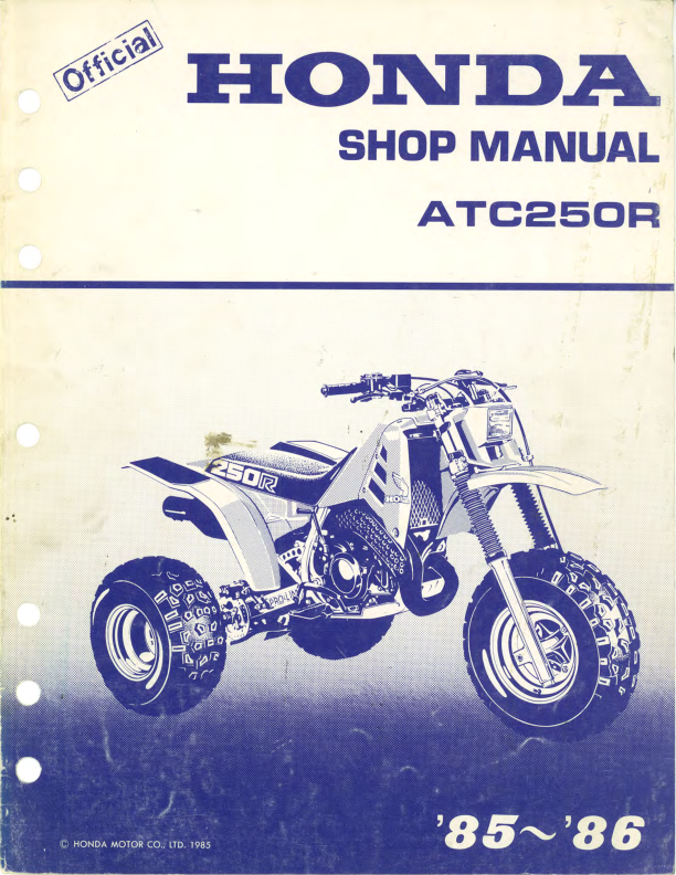 Manuel d’entretien de moto Honda ATC250 Big Red PDF | 1985–1986