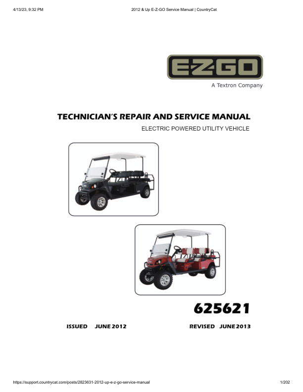 EZGO Express L6 S6 Golf Car Service Manual PDF | 2012-2015