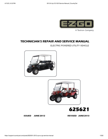 EZGO Express L6 S6 Golf Car Service Manual PDF | 2012-2015