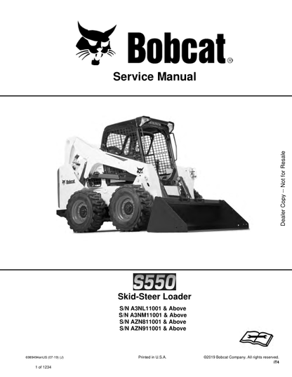 Manual de servicio de cargadora compacta Bobcat S550