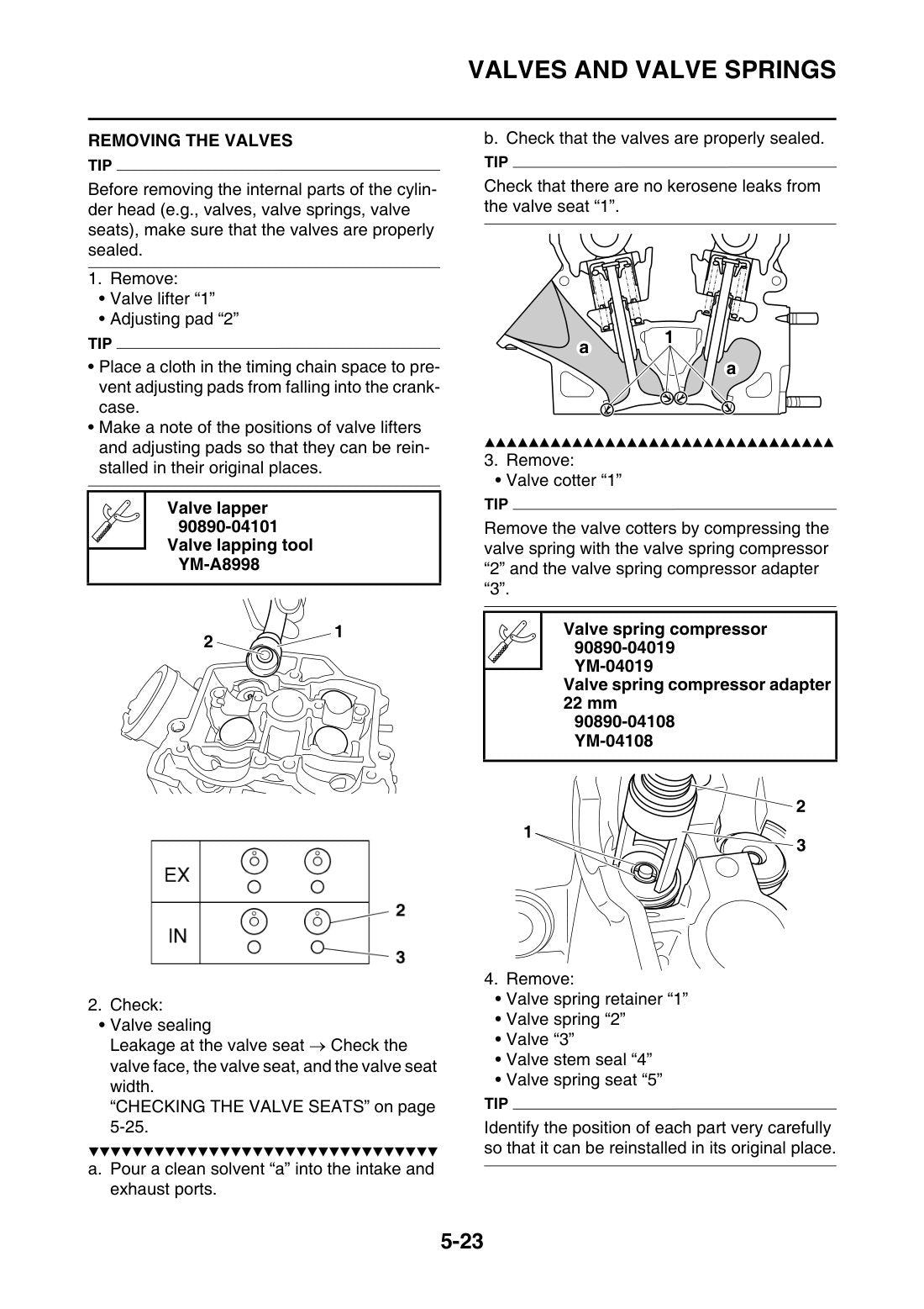 Yamaha YZ250F 2015 service manual - page 216