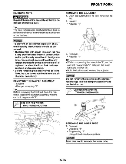 Yamaha YZ250F YZ250FA Motorcycle Service Manual 2011 - page 220