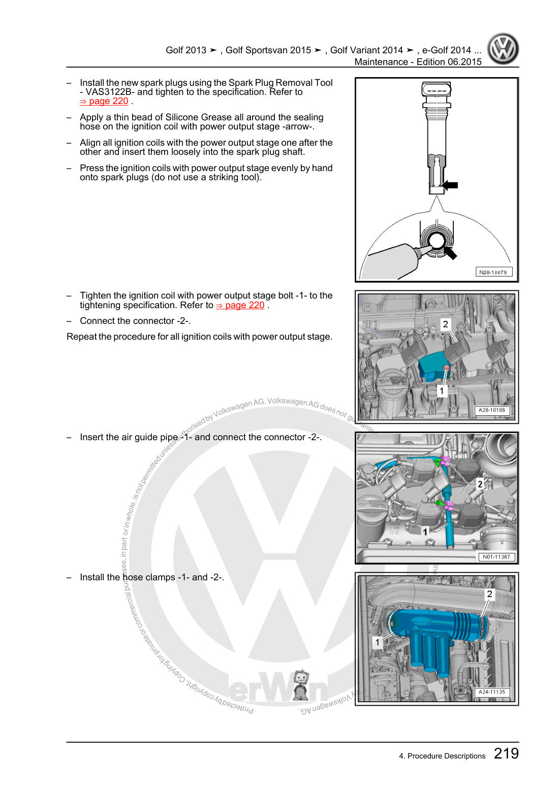 Volkswagen Golf 2013-2015 service manual - page 225