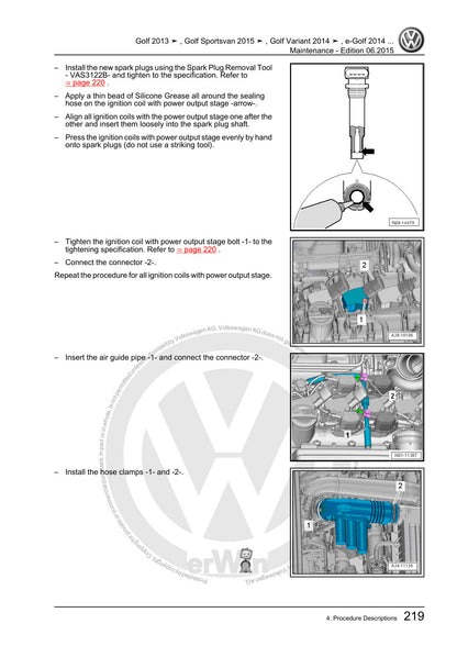 Volkswagen Golf 2013-2015 service manual - page 225