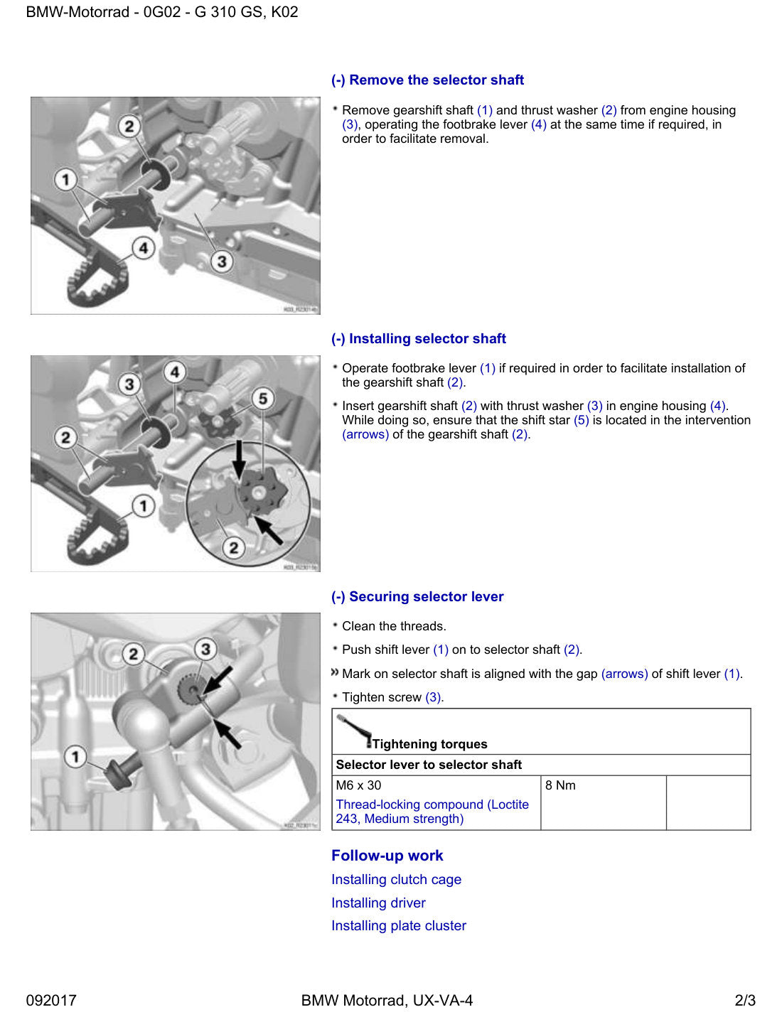 BMW G 310 GS service manual - page 230