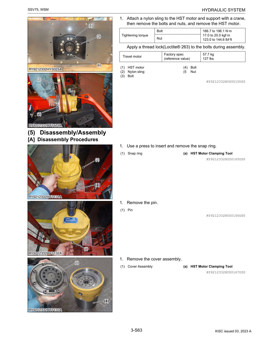 SSV75 HST motor disassembly