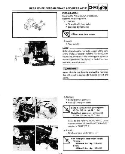 Yamaha Timberwolf YFB250 1995 service manual - page 280