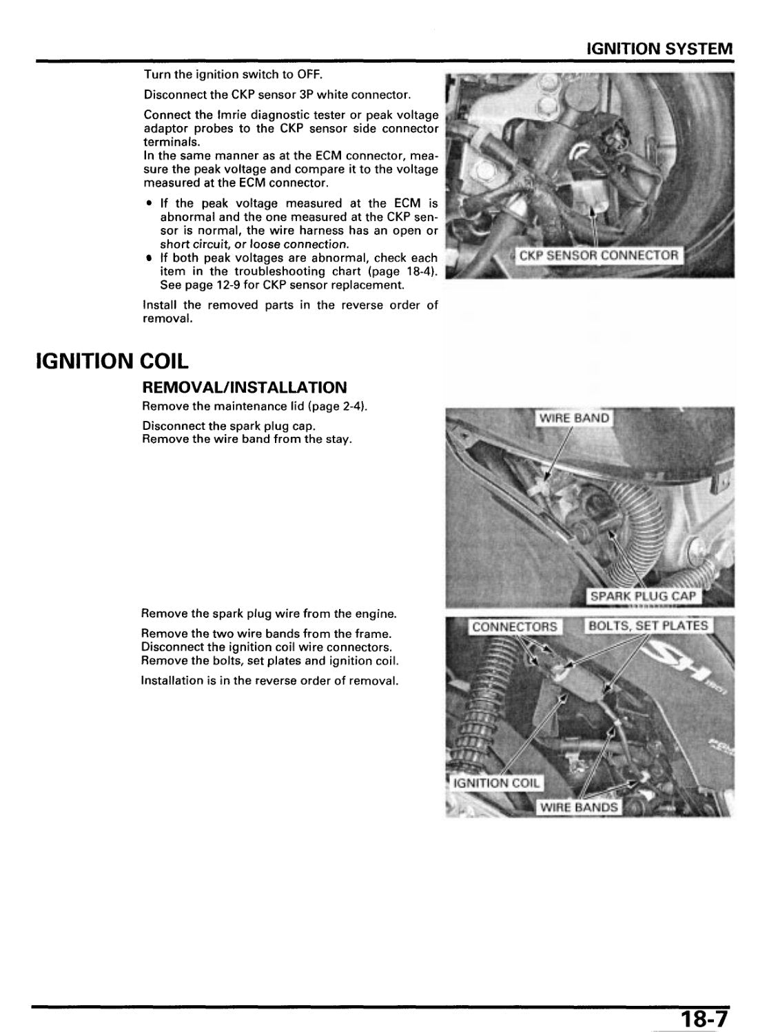 SH150i ignition coil and CKP sensor test