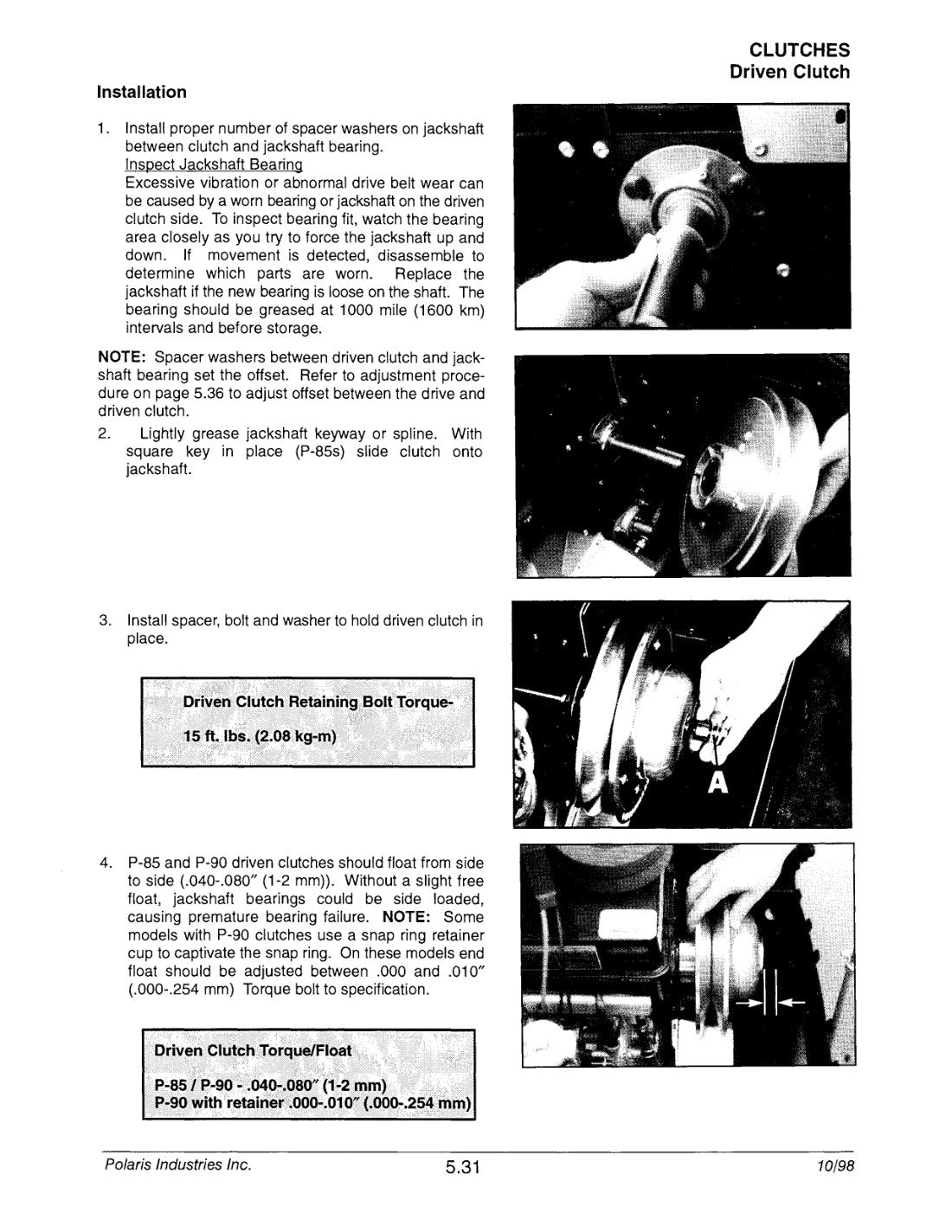 Polaris Snowmobile 1999 service manual - page 324
