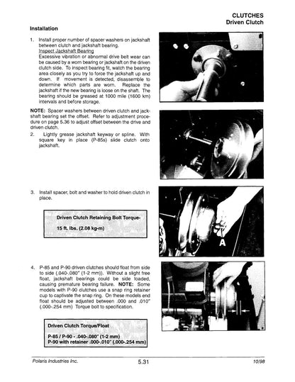 Polaris Snowmobile 1999 service manual - page 324