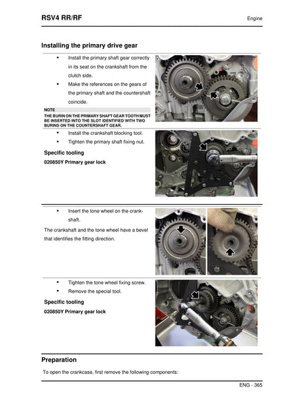 Aprilia RSV4 RR RF 2015 service manual - page 365