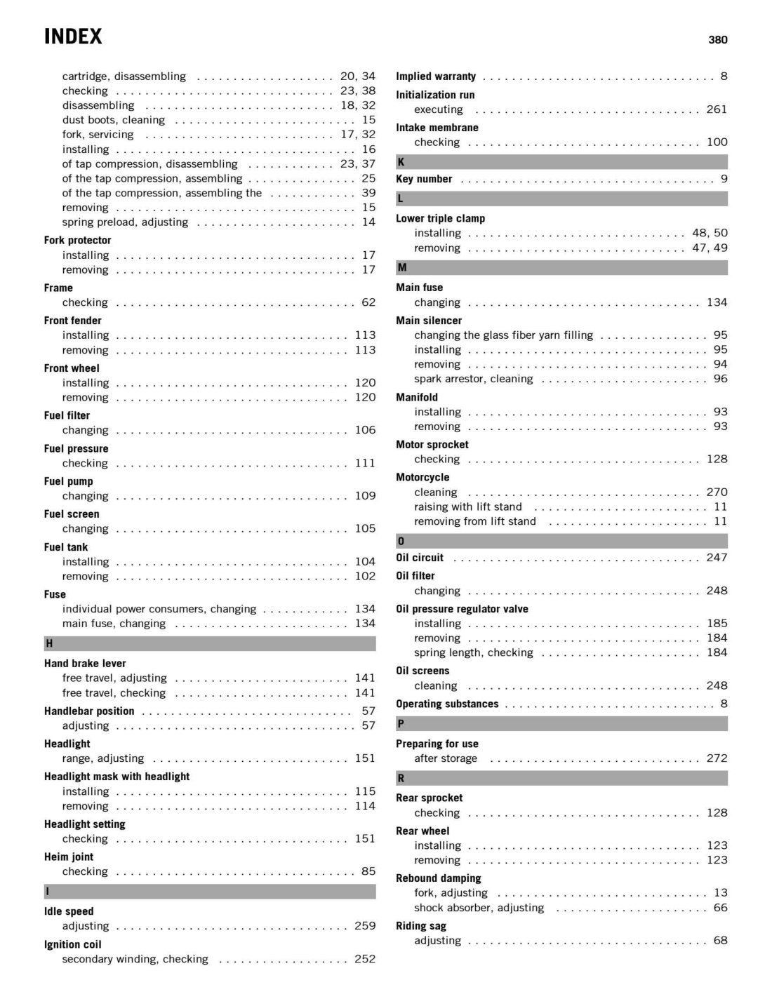 KTM 450 500 EXC-F 2017 service manual - page 382