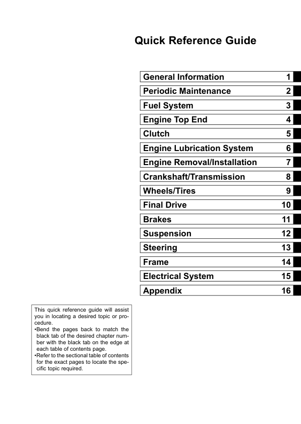 Manuale di servizio moto Kawasaki KLX110 | 2009-2016