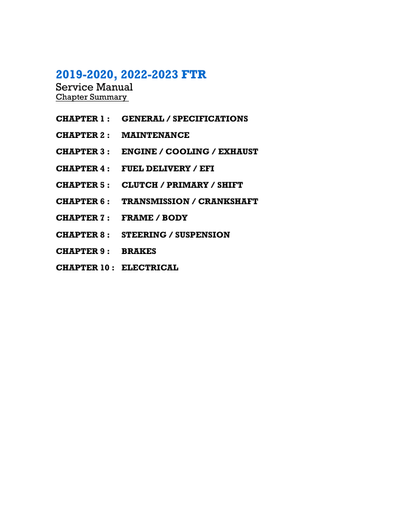 Manual de servicio de motocicleta Indian FTR1200 | 2019-2024
