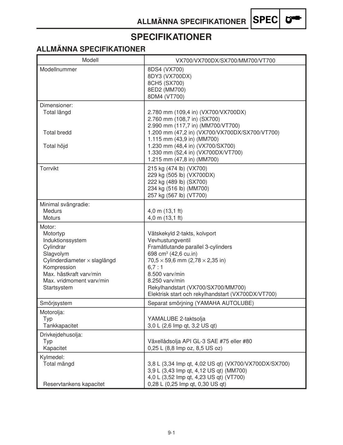 Yamaha VX700 SX700 MM700 VT700 2000 service manual - page 546