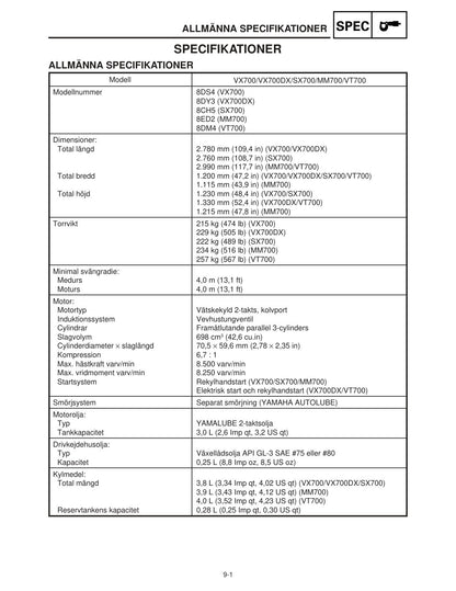 Yamaha VX700 SX700 MM700 VT700 2000 service manual - page 546